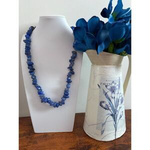 Lazurite Blue Chip Stone Nugget Necklace